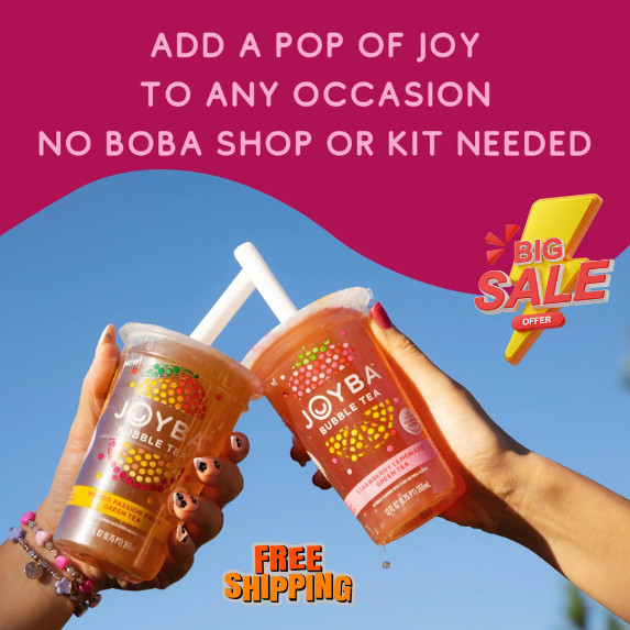 Joyba Strawberry Lemonade Green Tea Bubble Tea, 12 fl oz Cup (Pack of 4)
