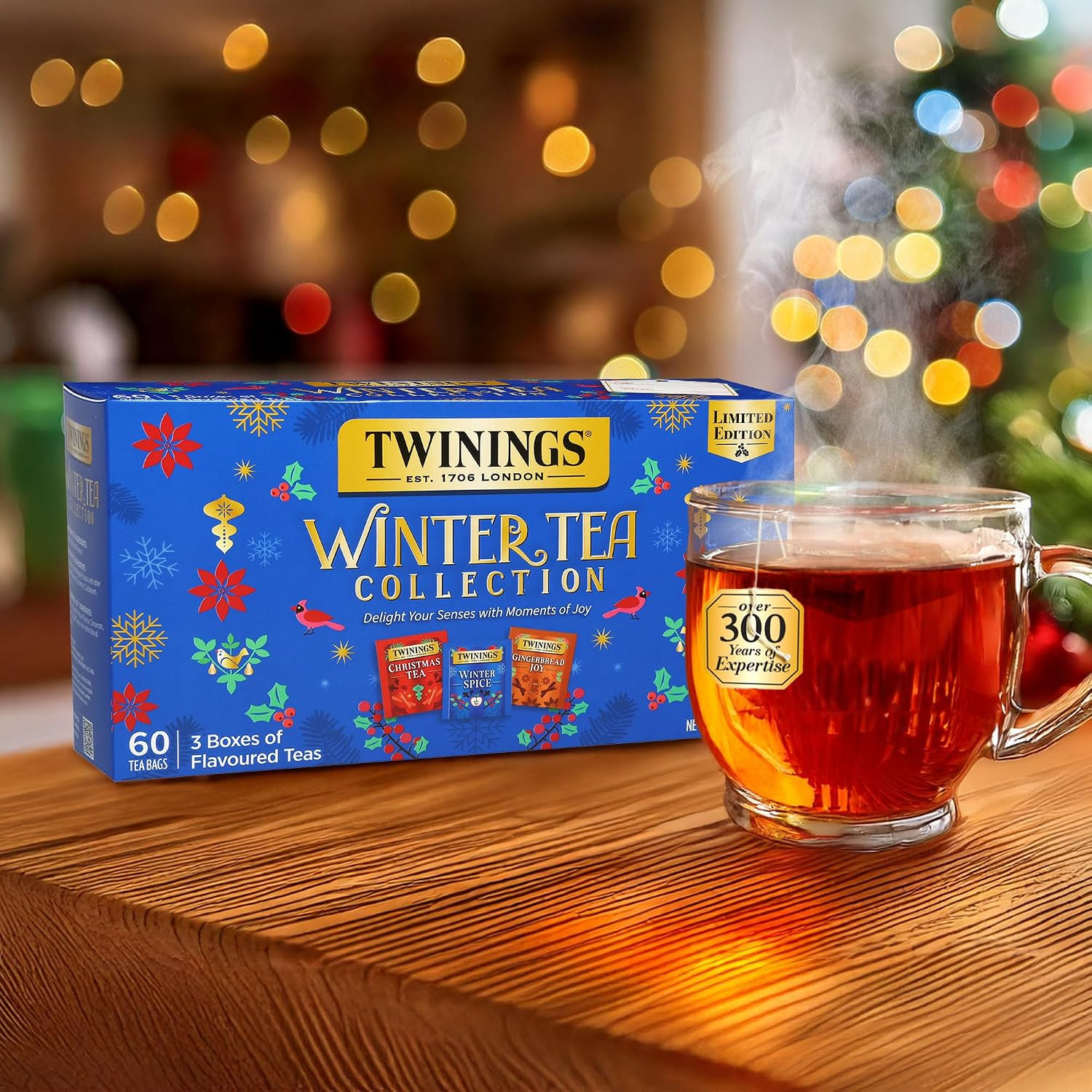 Winter Tea Collection, Limited Edition Holiday Gift Box, 20 Count (Pack of 3), I