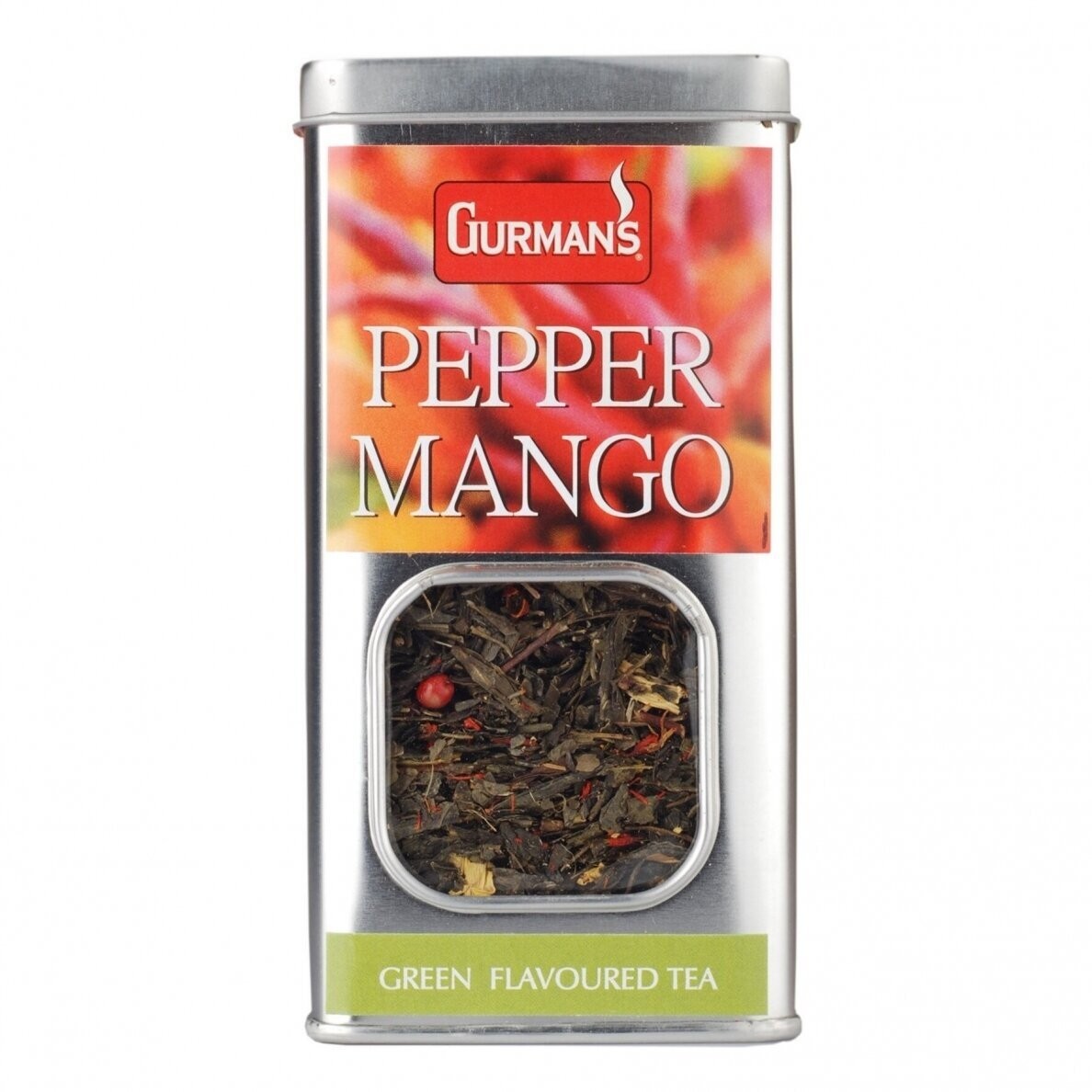 6 GURMANS PEPPER MANGO Flavor Loose Green Tea Tins 70g 2.5oz