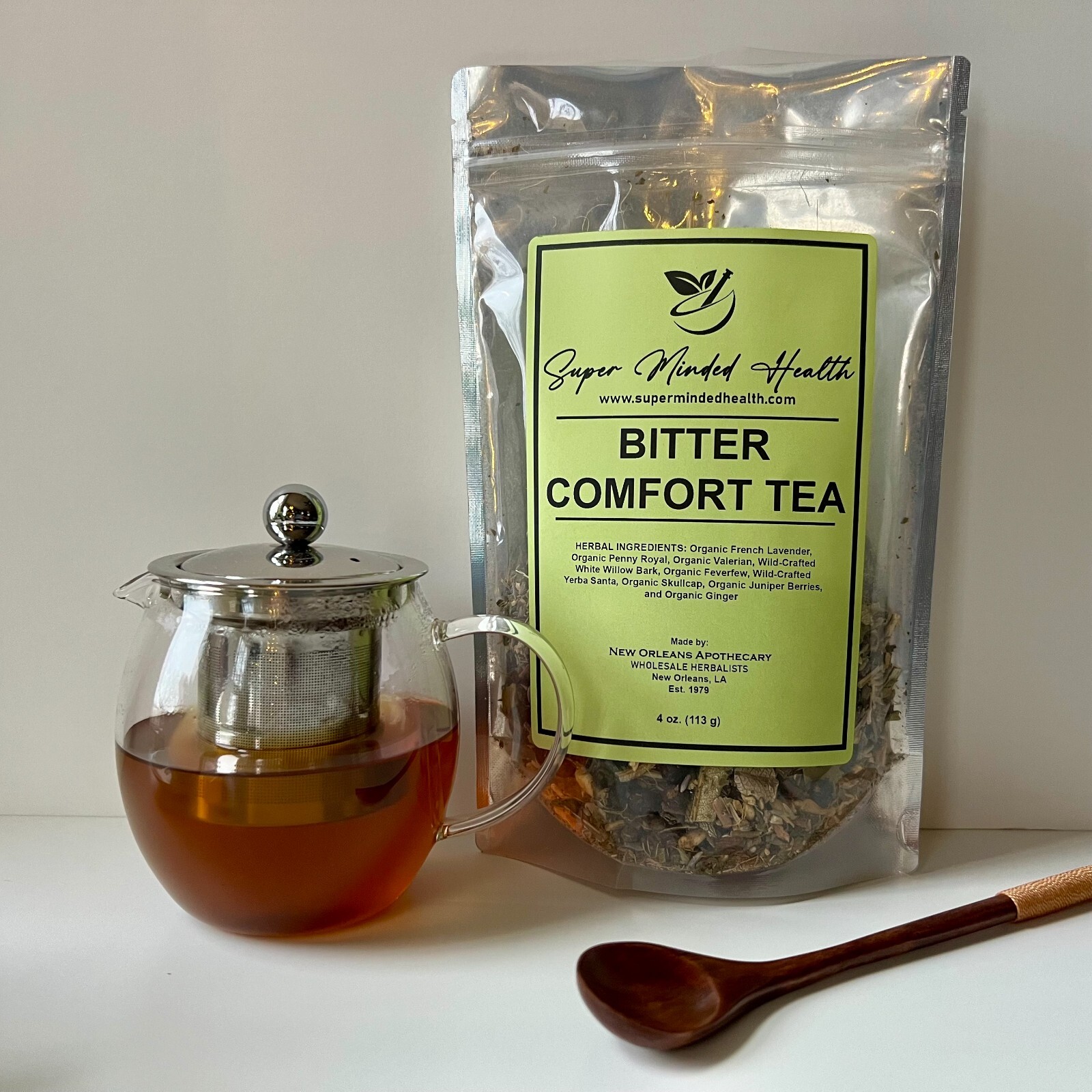 Organic Bitter Comfort Tea 4oz 32 Servings Loose Herbal Tea Caffeine Free