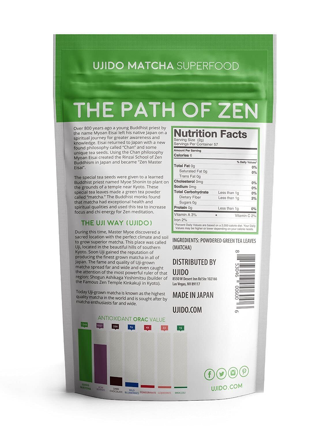 Ujido Matcha Green Tea Powder 4 Oz