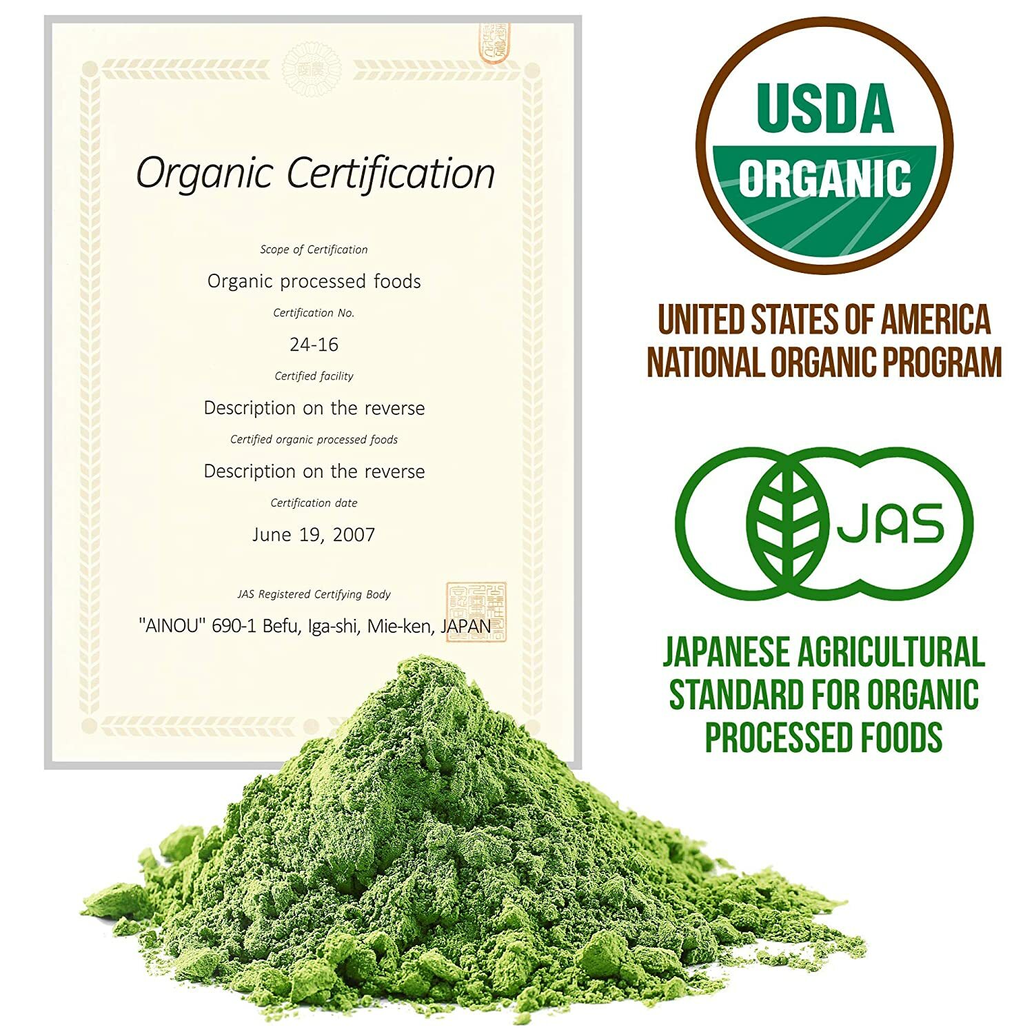 Polvo.Organico De Te Verde Japones Matcha – Usda Y Jas-Organico – Autentico J