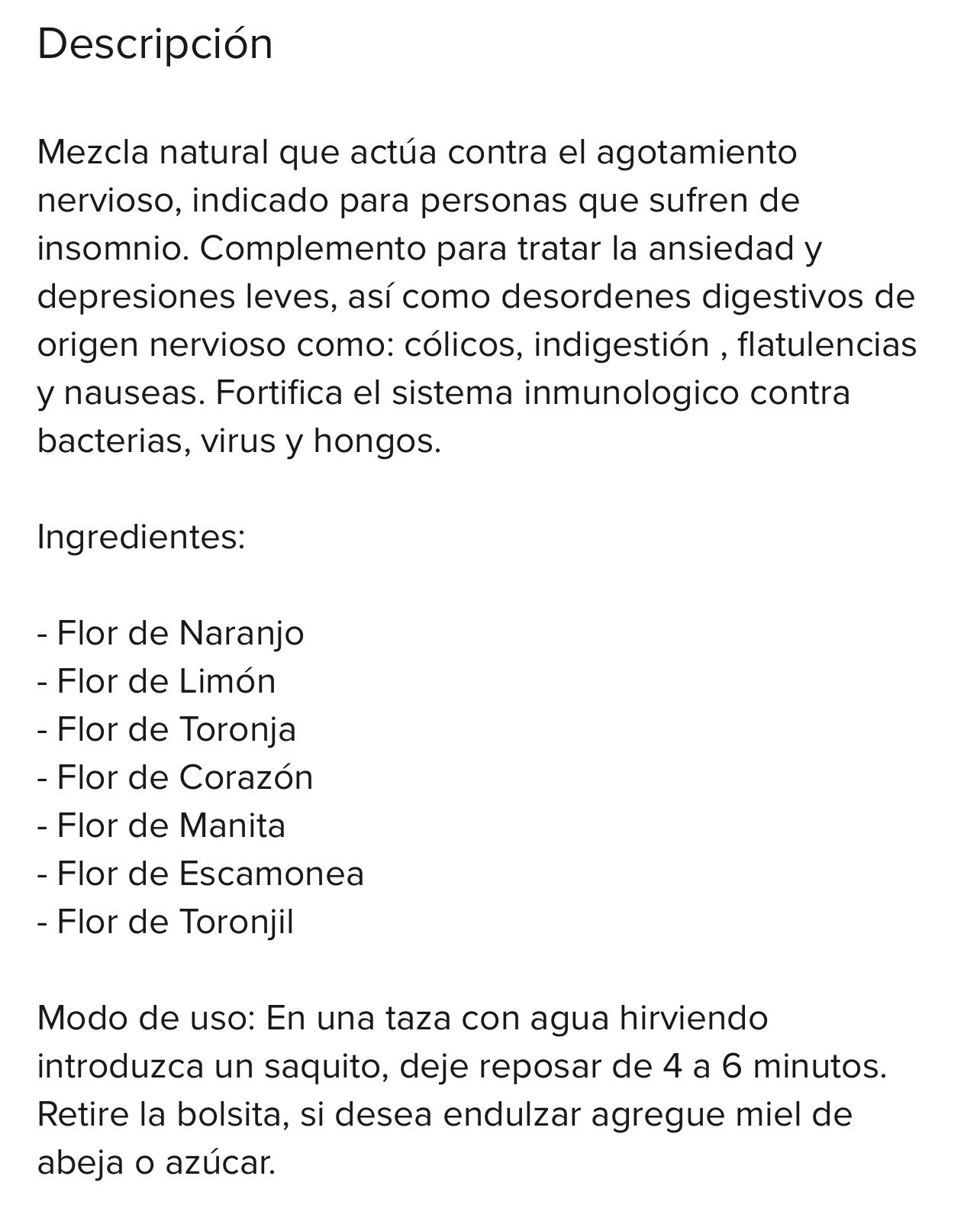 Te de 12 Flores 25 Tea Bags Flor De Manita Flor De Toronja Toronjil Limon