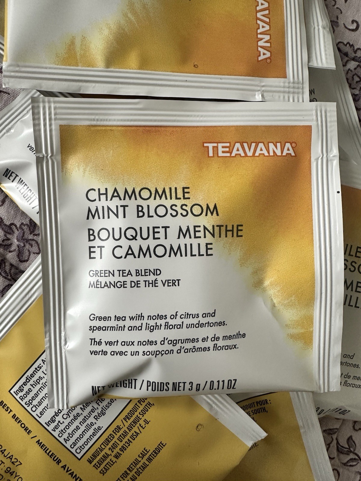 Teavana Chamomile Mint Blossom Green Tea Blend Bags, (medicine ball)