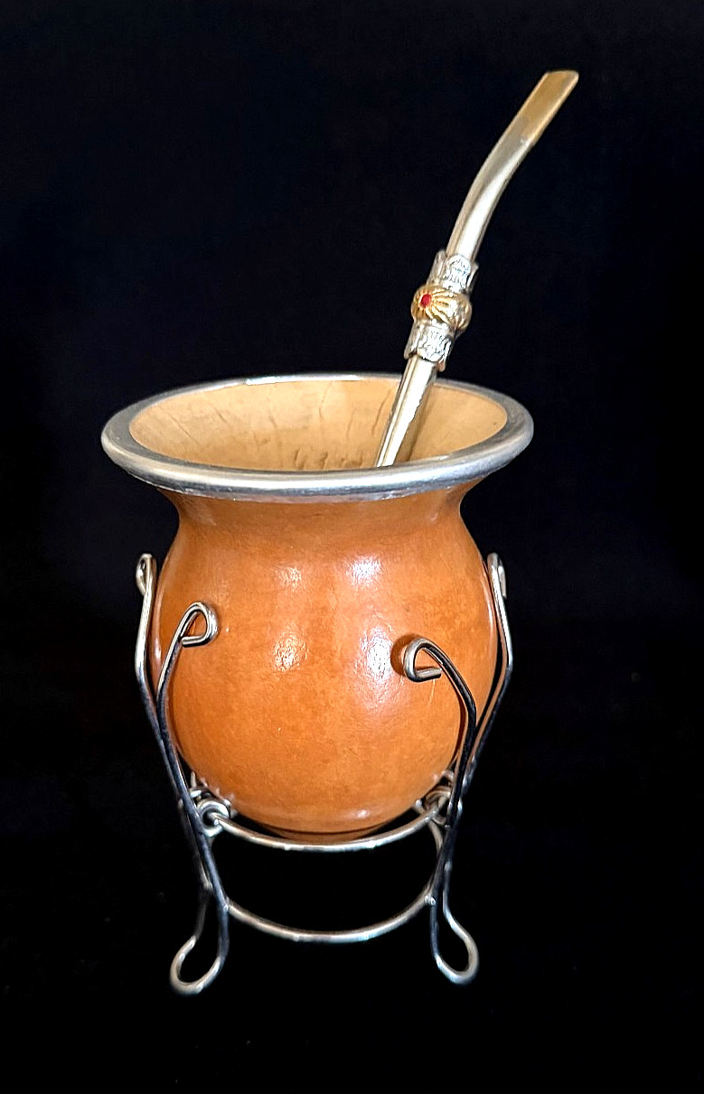 Yerba Mate Set – Mate de Calabaza Gourd – Bombilla – Handcrafted Alpaca Silver