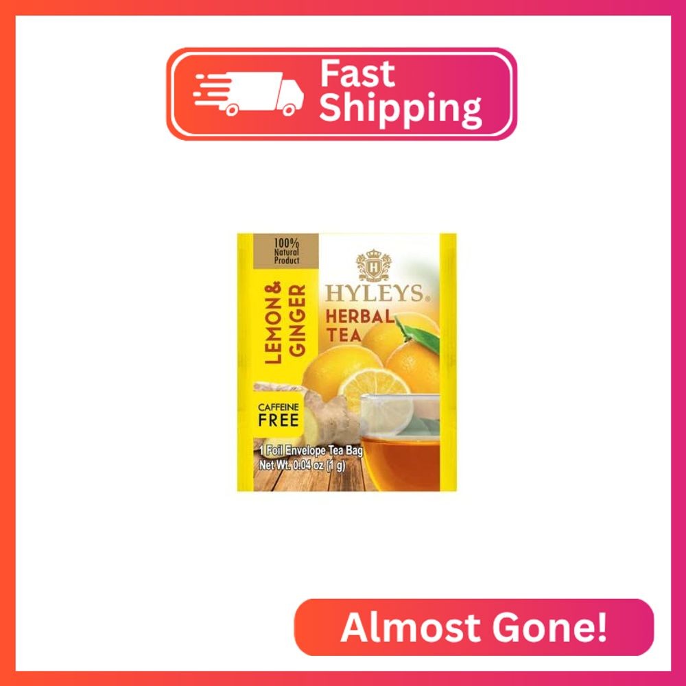 HYLEYS Tea Lemon & Ginger Herbal Tea, 25 Count
