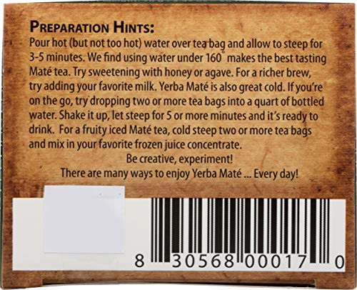 20 Count Organic Yerba Mate Dark Roast Tea Bags by The Mate Factor