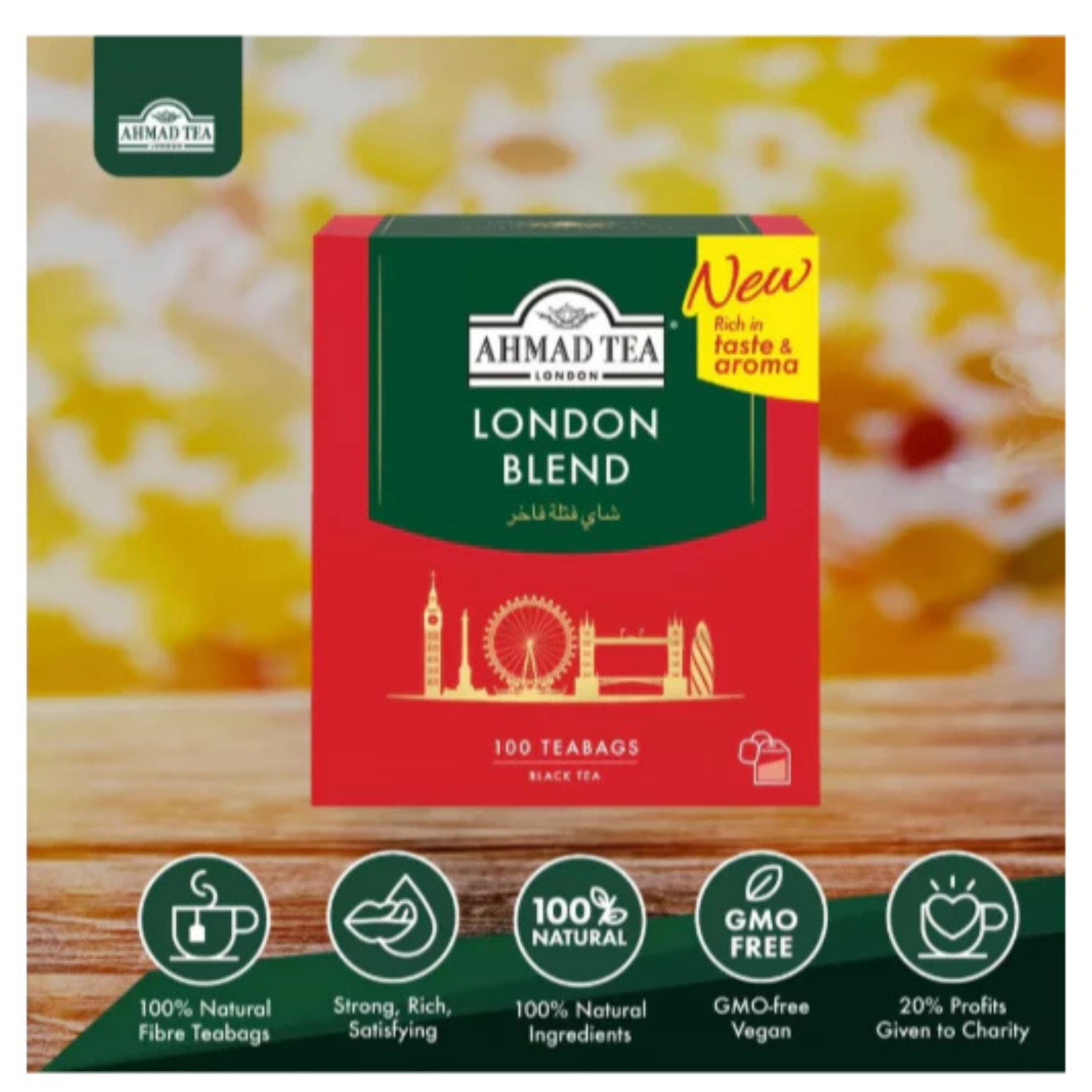 Ahmad Tea London Blend Black Tea – 100 Tagged Teabags Premium Full-Bodied Flavor