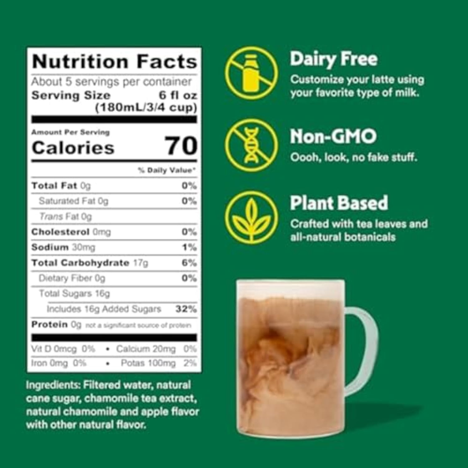 Apple Blossom Latte – Dairy Free Plant Based Chamomile Tea Concentrate – Caffein