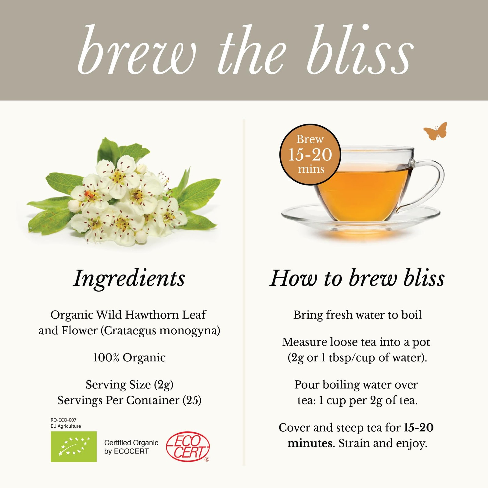 Wild Bliss Organic Hawthorn Loose Leaf and Flower Tea – Caffeine Free Heart H…