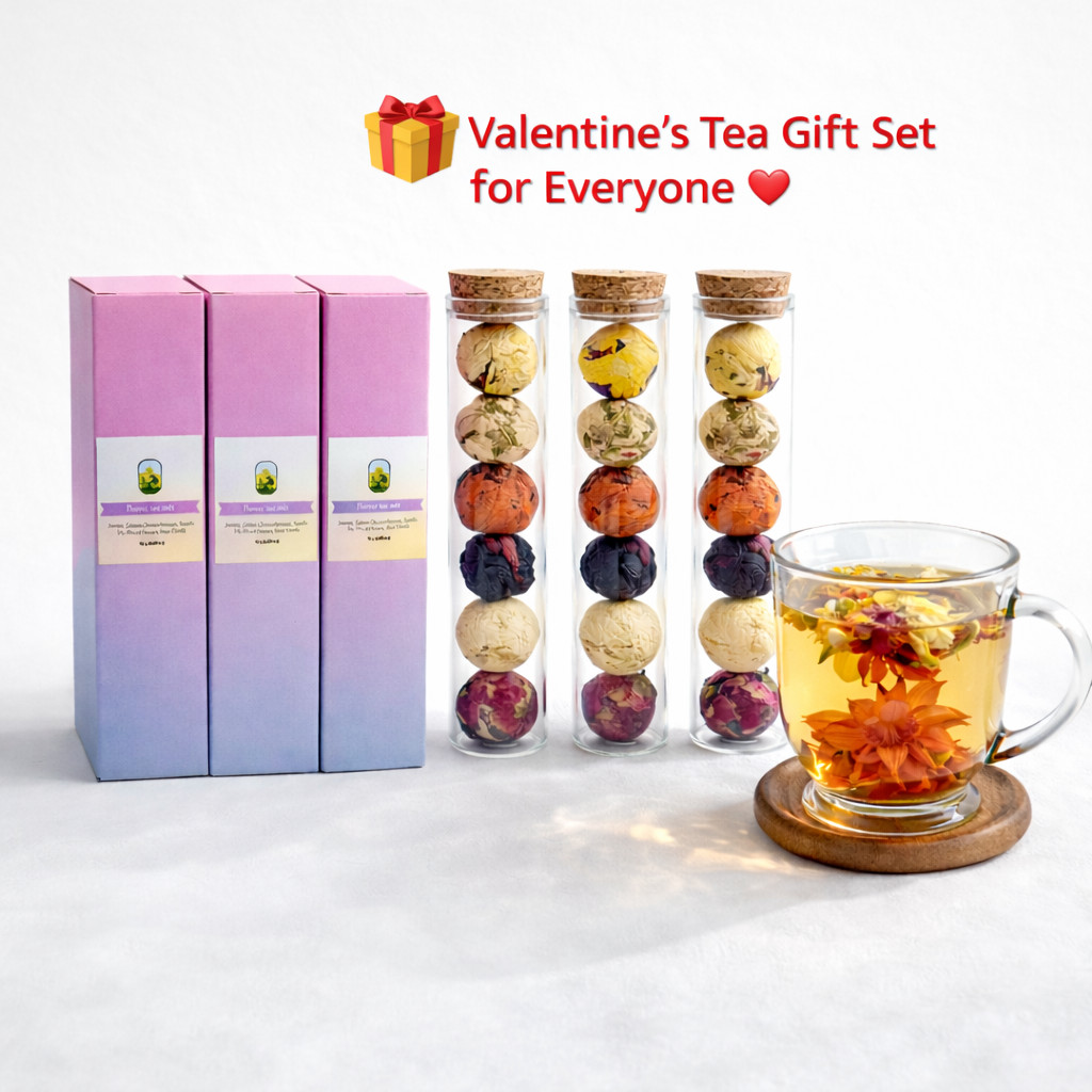 Blooming Flower Tea Balls 6pcs 18g Handmade Floral Herbal Gift Tube Artisan