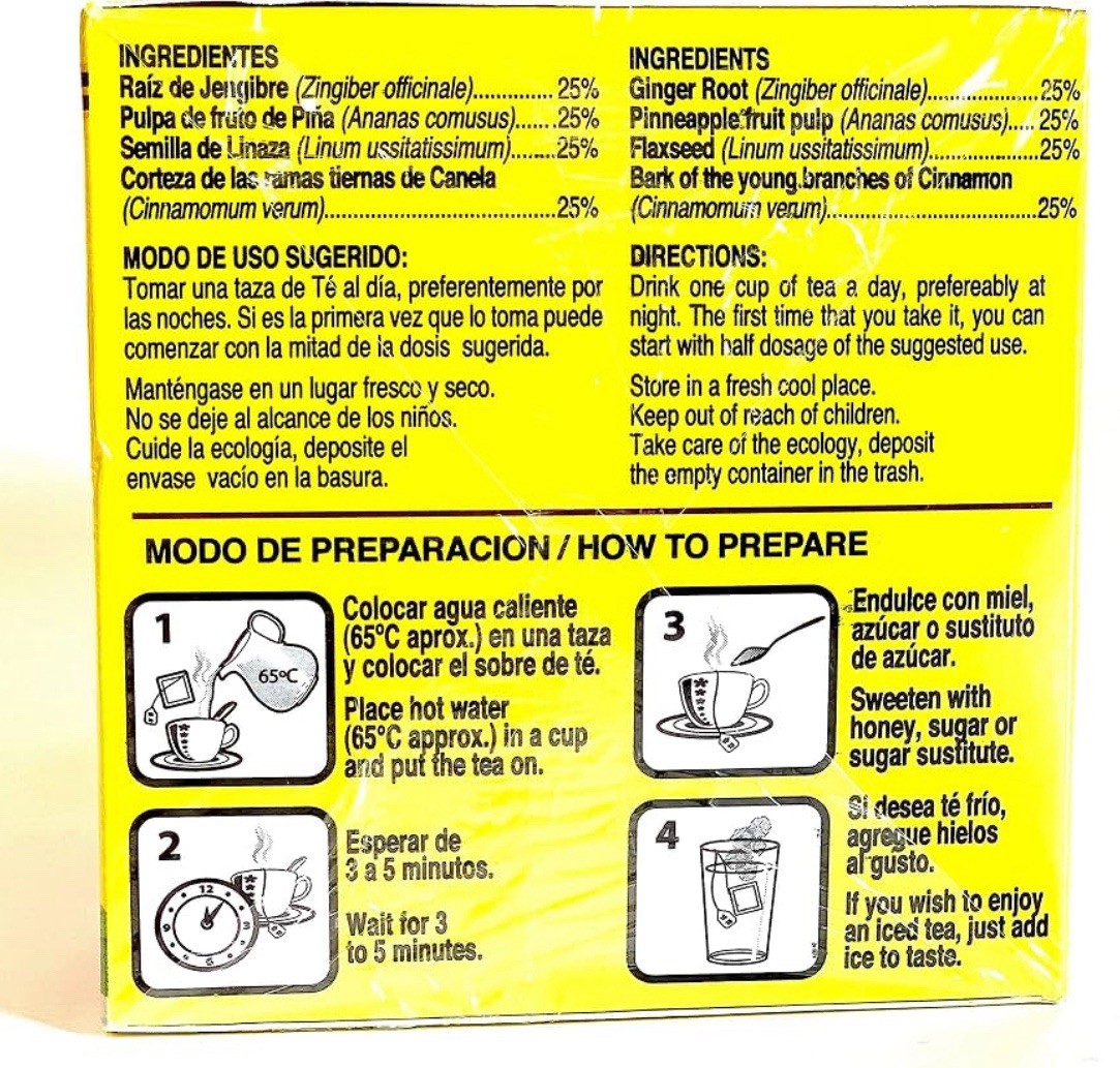 Chupa Panza Ginger Pineapple + Flaxseed Tea Bags Cinnamon, 30 Ct 3.17 oz