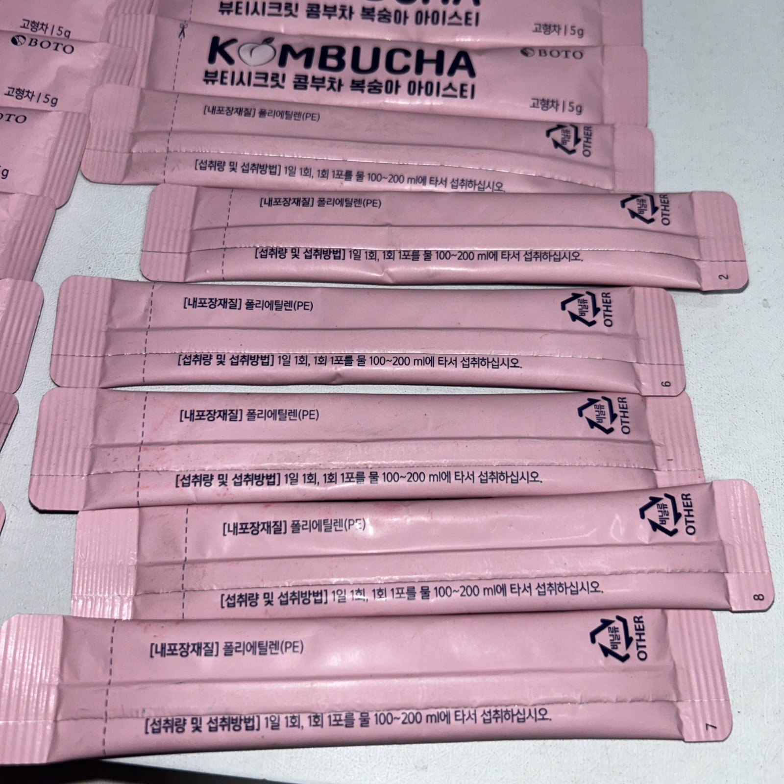 24 Sealed BOTO Beauty Secret Kombucha Peach Iced Tea Probiotic Vit C 5 Gs Each