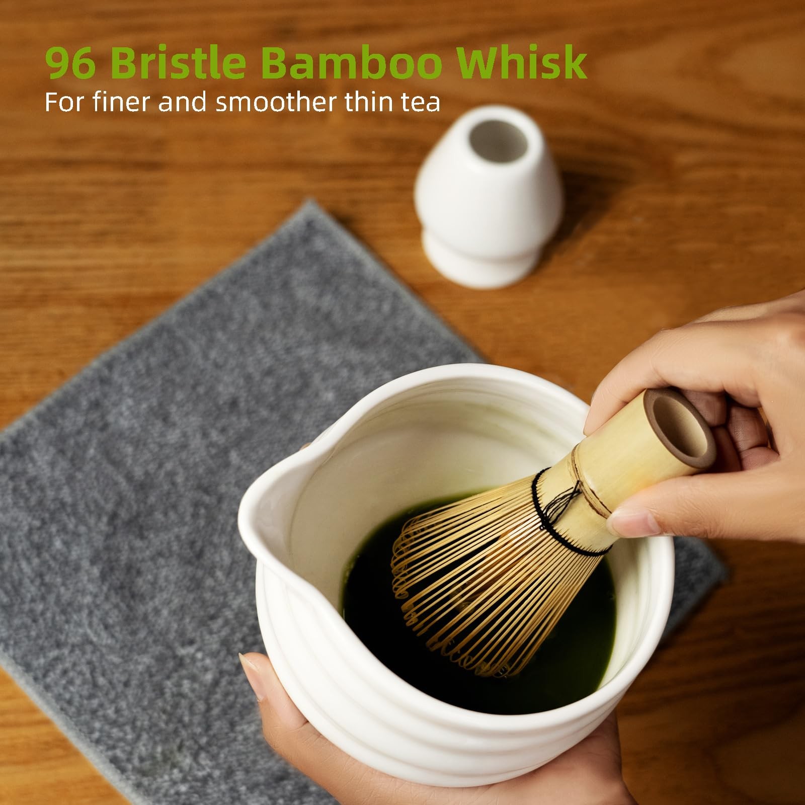 Matcha Whisk Set 7pc Ceramic Tea Kit Bowl Sifter Scoop Towel Gift