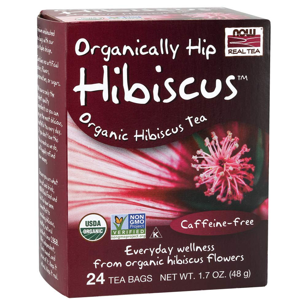 NOW Foods Organically Hip Hibiscus Tea, Caffeine-Free, Non-Gmo, No Added Colors