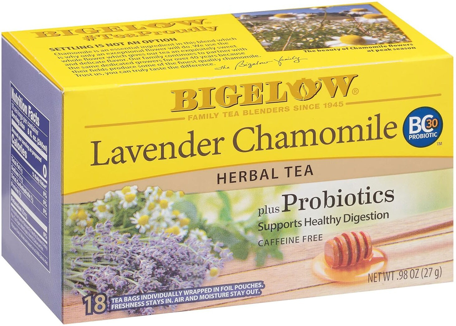 Bigelow Lavender Chamomile Herbal Tea – 18 tea bags