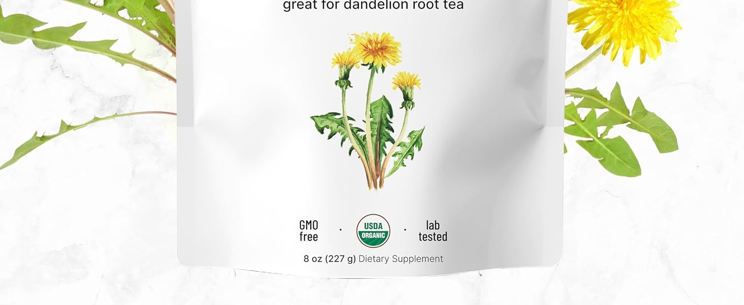Organic Dandelion Root Tea Powder, 8oz | Up to 220 Servings | Premium