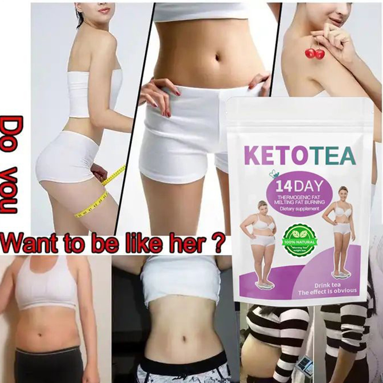 Organic Slim Green Tea Drink for Weight Loss Natural 14 Day Belly Cleansing Tea