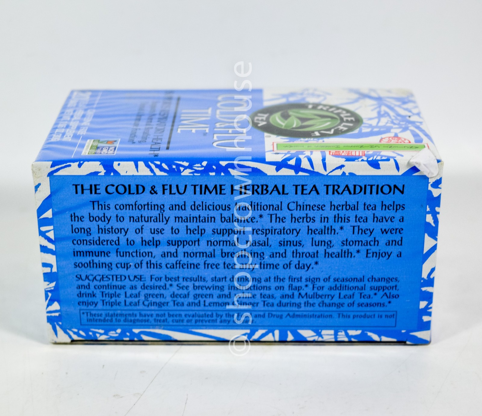 Triple Leaf Tea COLD & FLU TIME Caffeine Free 20 Tea Bags 1.06oz box 01/30/2028
