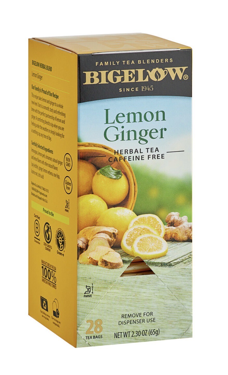 Bigelow Lemon Ginger herbal tea bags-28 / box