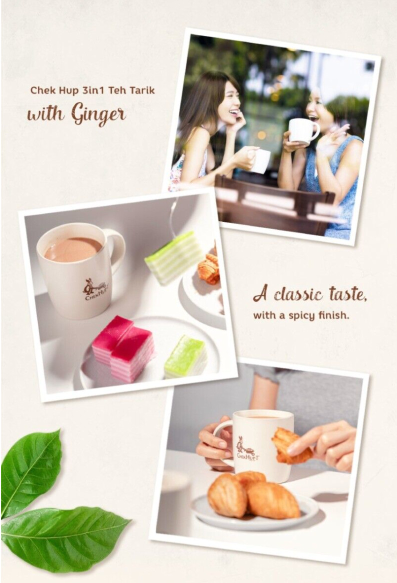 12 Pack Chek Hup 3in1 Teh Tarik Halia Ginger Milk Tea 12 Sachets