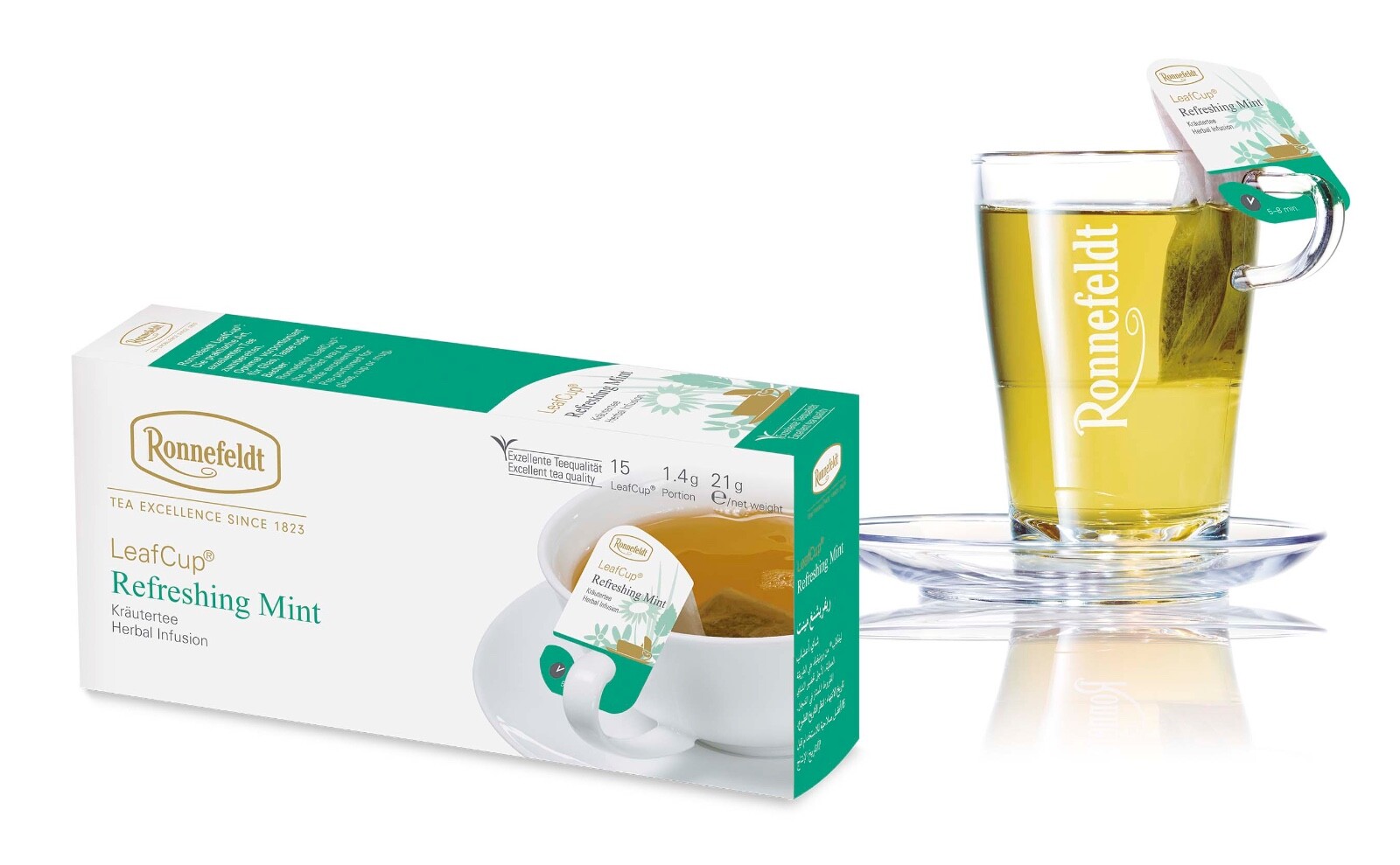 Ronnefeldt Leafcup® Refreshing Mint. 15 premium herbal tea bags