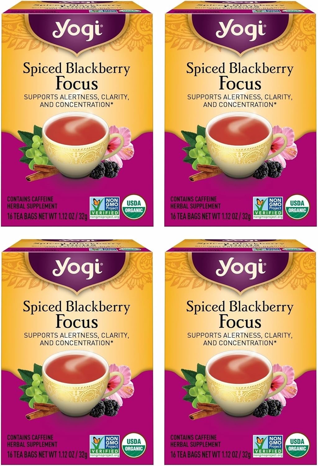 Tea Spiced Blackberry Focus – 16 Bags per Pack (4 Packs) – Organic Blackberry