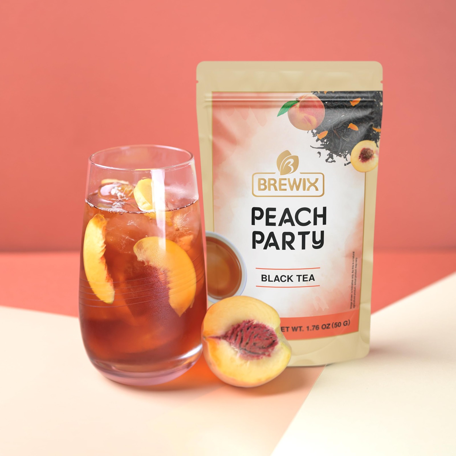 Peach Black Tea 25 Pyramid Bags – Premium Caffeinated Floral Drink
