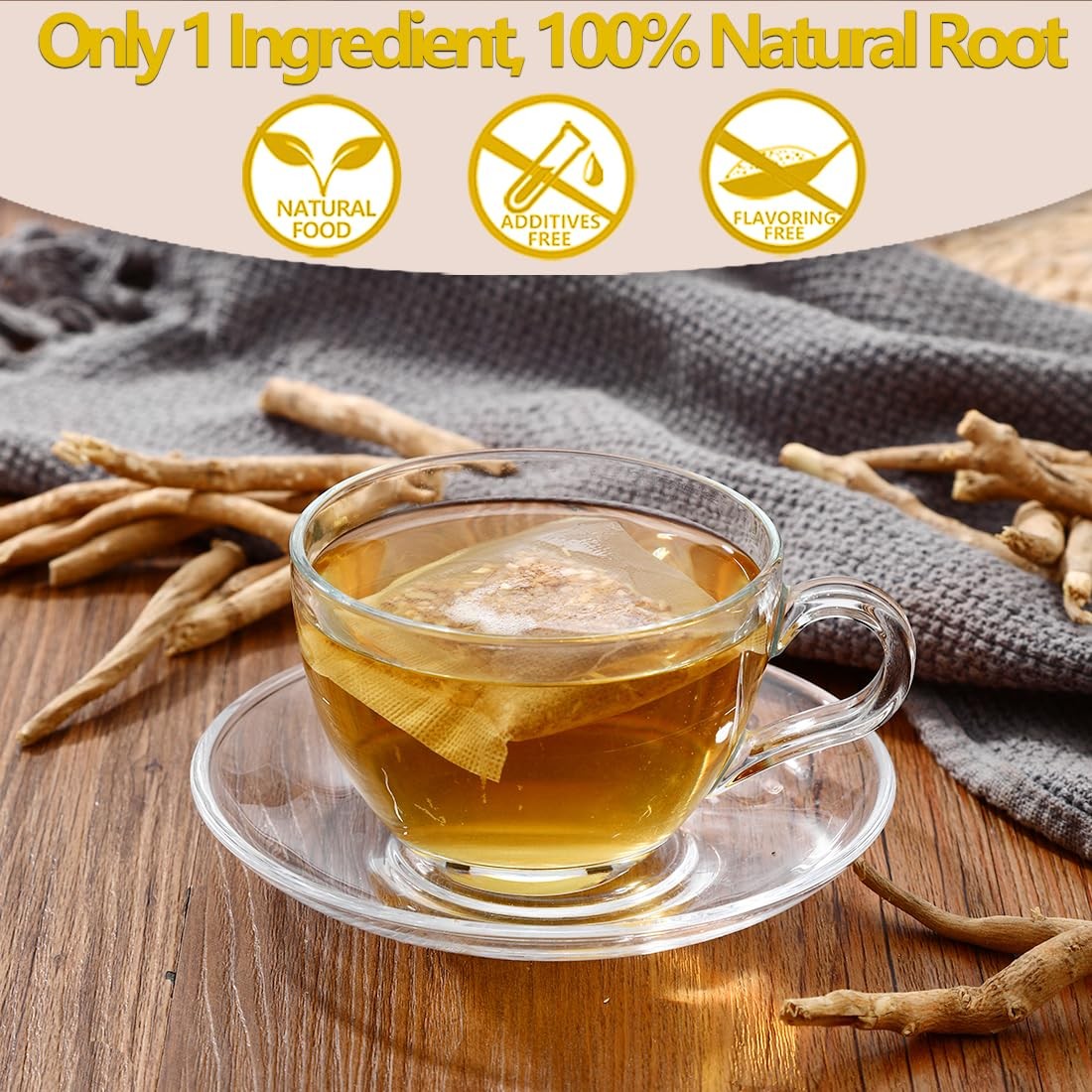 Premium 40 Ashwagandha Tea Bags, Made with 100% Wild Ashwagandha Root, No Additi