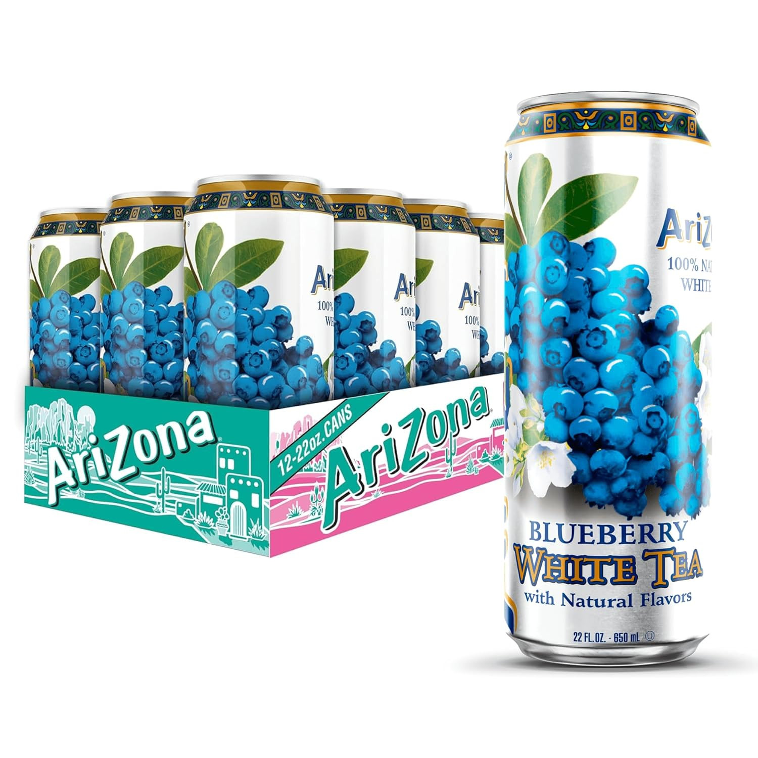 Blueberry White Tea – Big Can, 22 Fl Oz (Pack of 12)