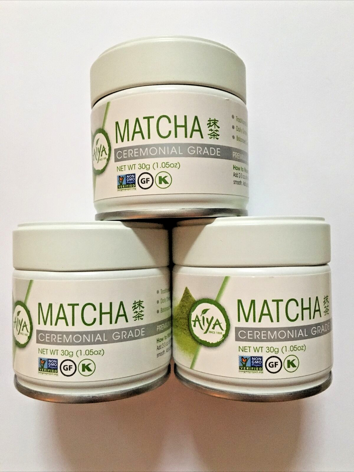 3 Cans Aiya Japanese Matcha Ceremonial Grade 30g (1.5oz)! Best by 03/2026+
