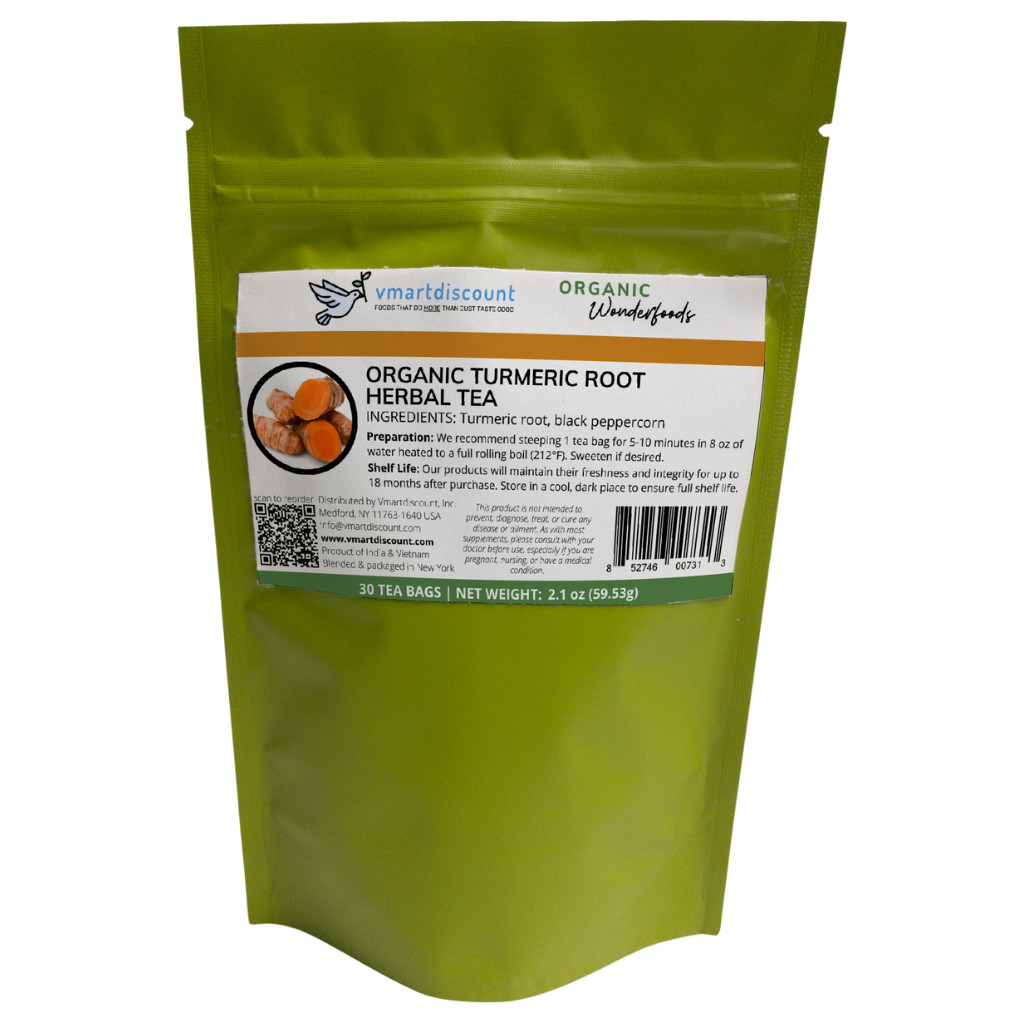 Organic Turmeric Root Herbal Tea 30 Tea Bags – All Natural Joint Support