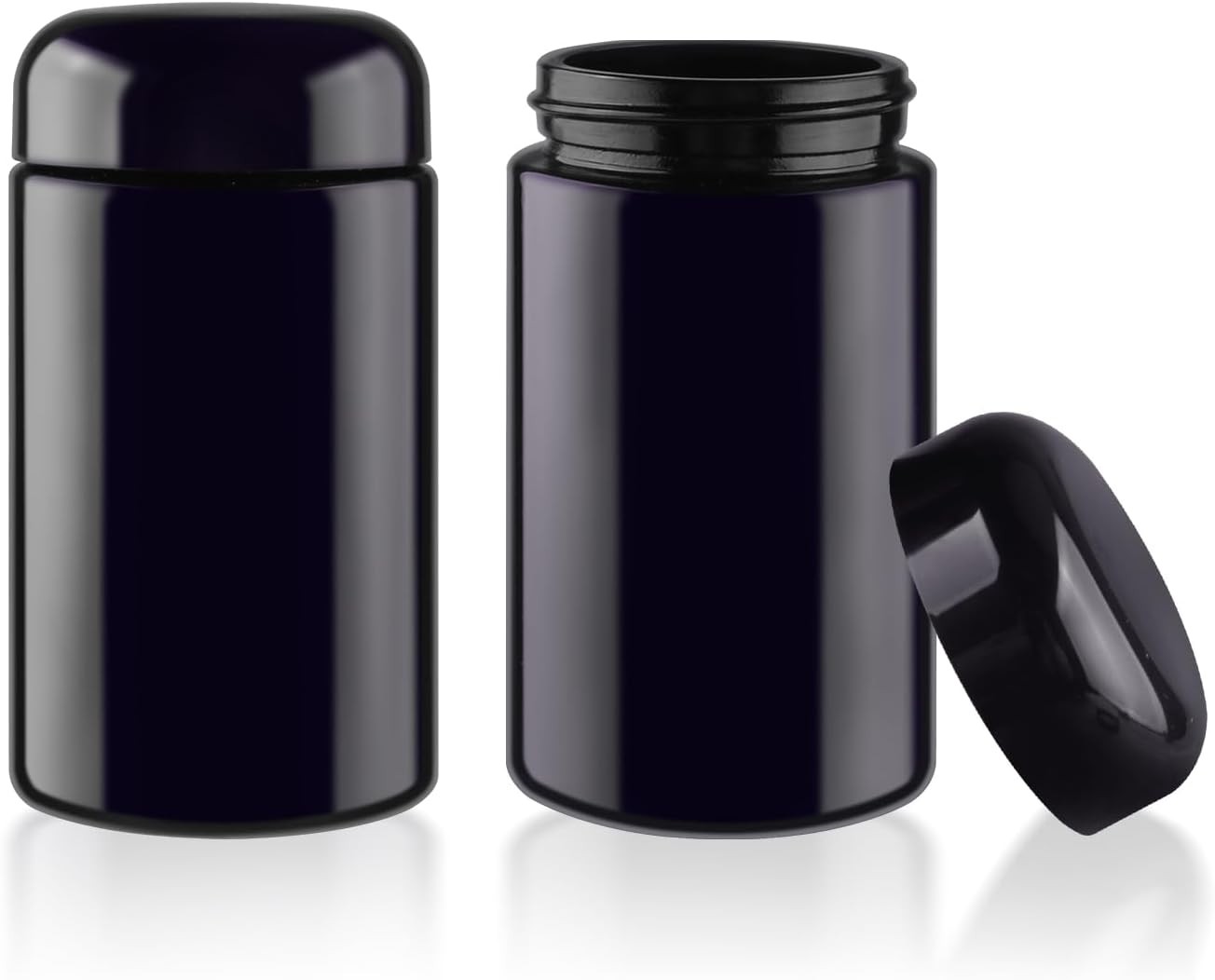 2 Pack Black Ultraviolet Glass Jar Empty Airtight Storage Jar UV Protection