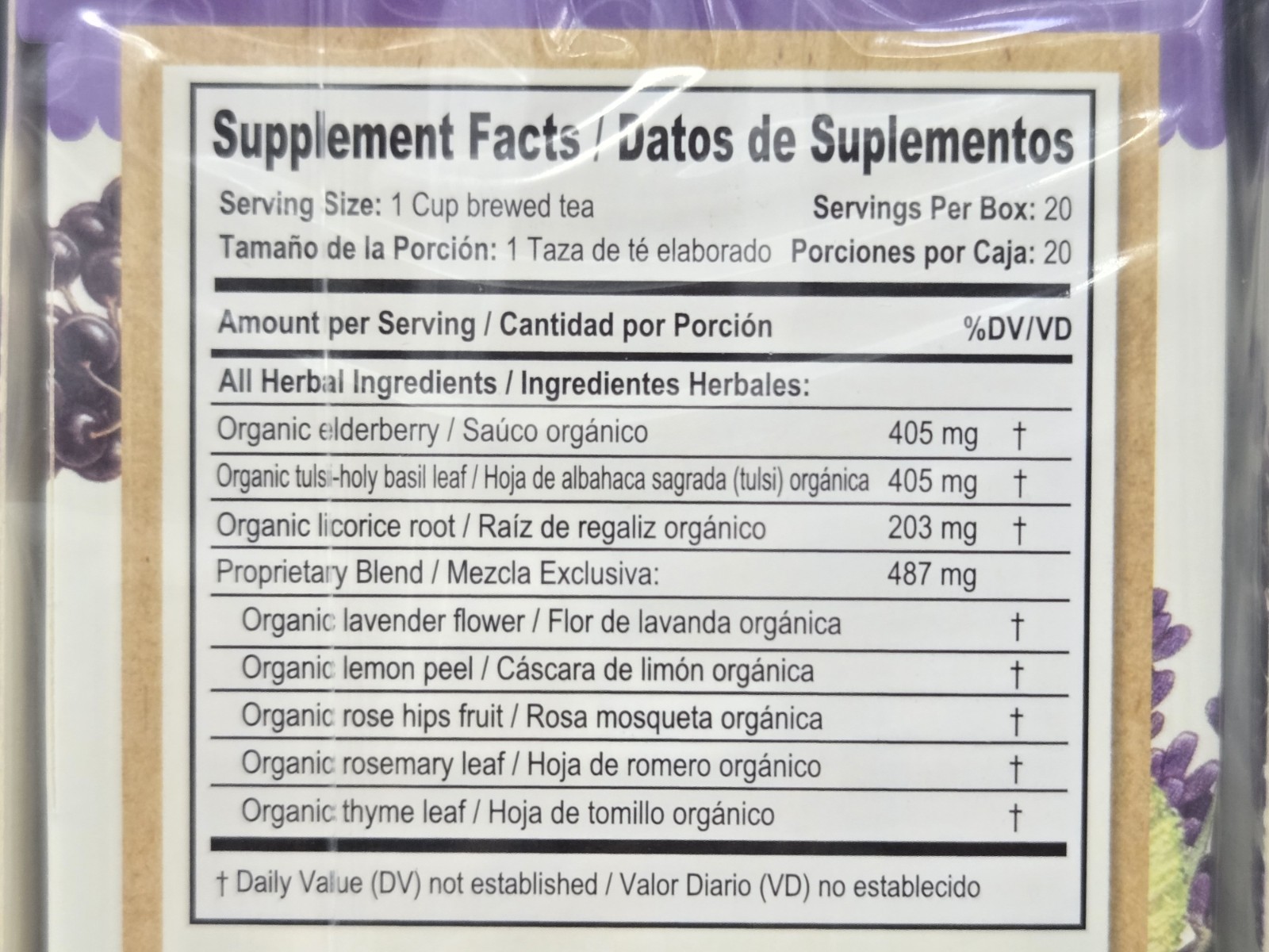 Tadin Organic Elderberry Immunity 20 Tea Bags (Lot Of 6 Boxes) Sick Health Drink