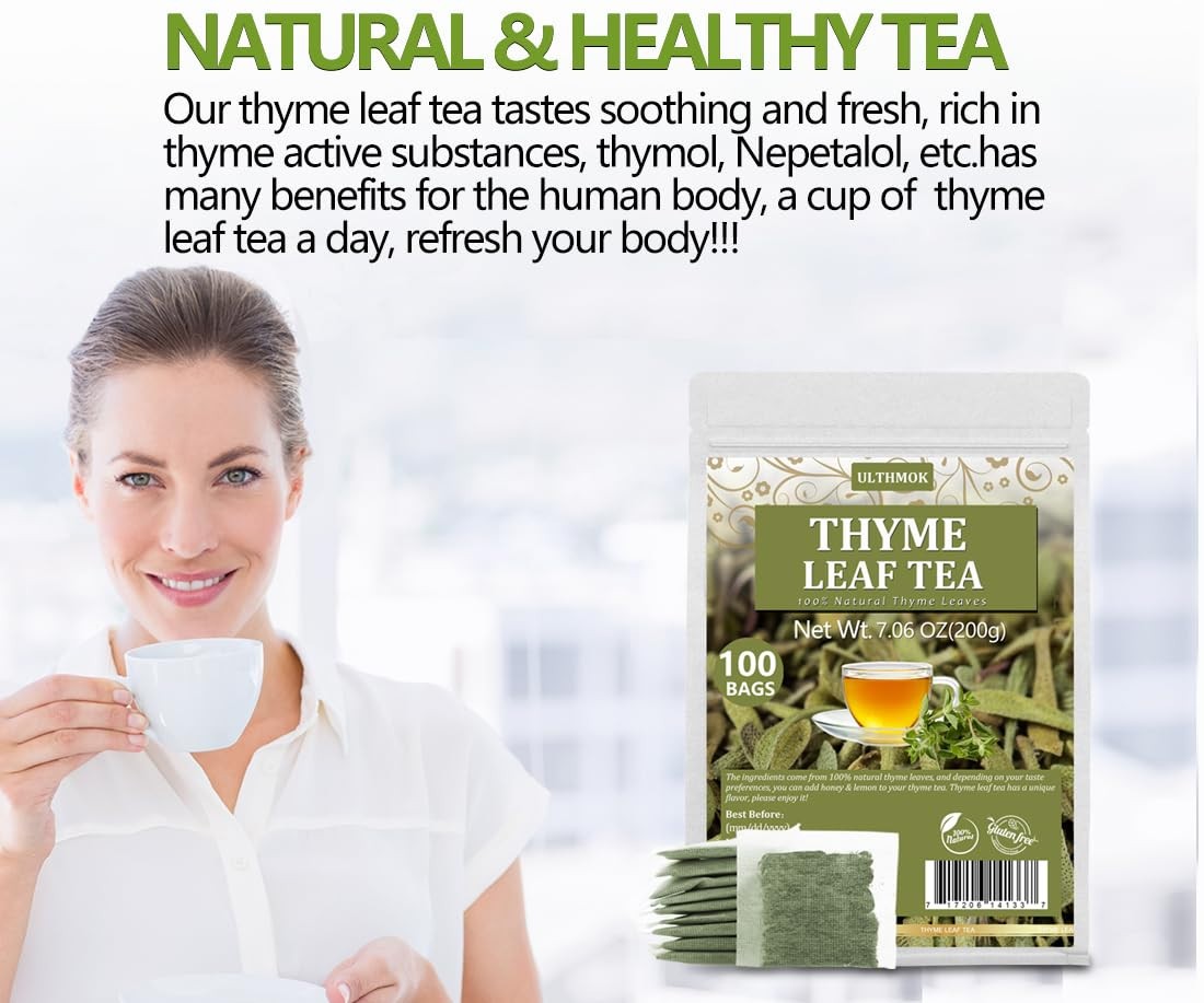 Premium 100 Thyme Leaf Tea Bags Made with 100% Pure Thyme Leaves Aid Digestio…