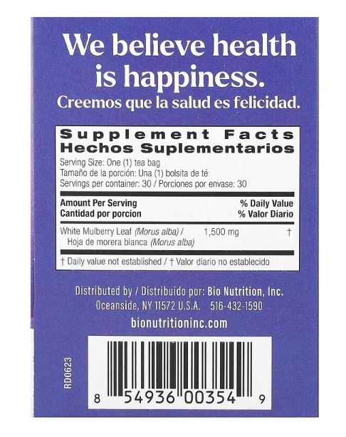 Bio Nutrition – White Mulberry Leaf Tea 30 Tea Bags