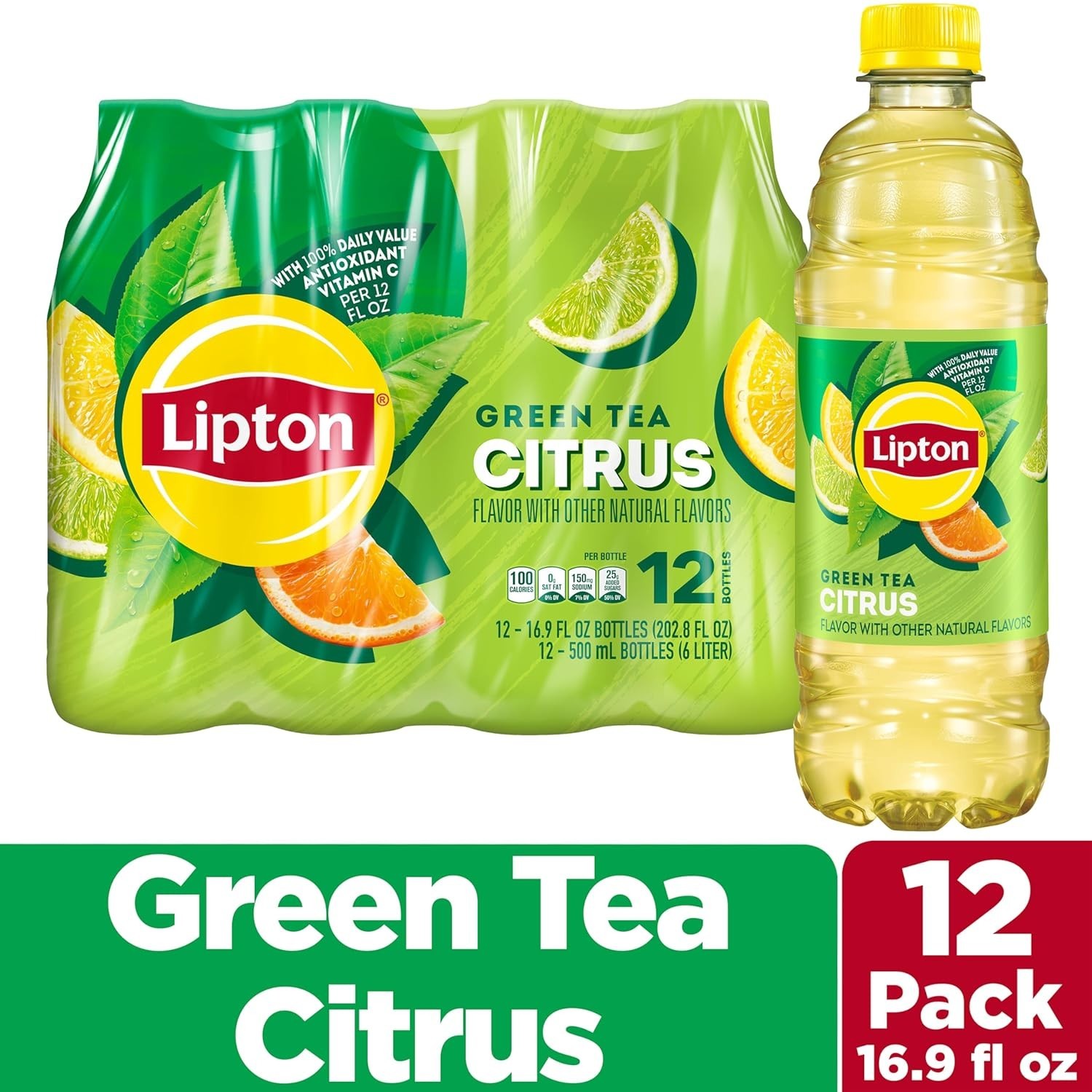 Green Tea Citrus, 16.9 Fl Oz Bottles Pack of 12