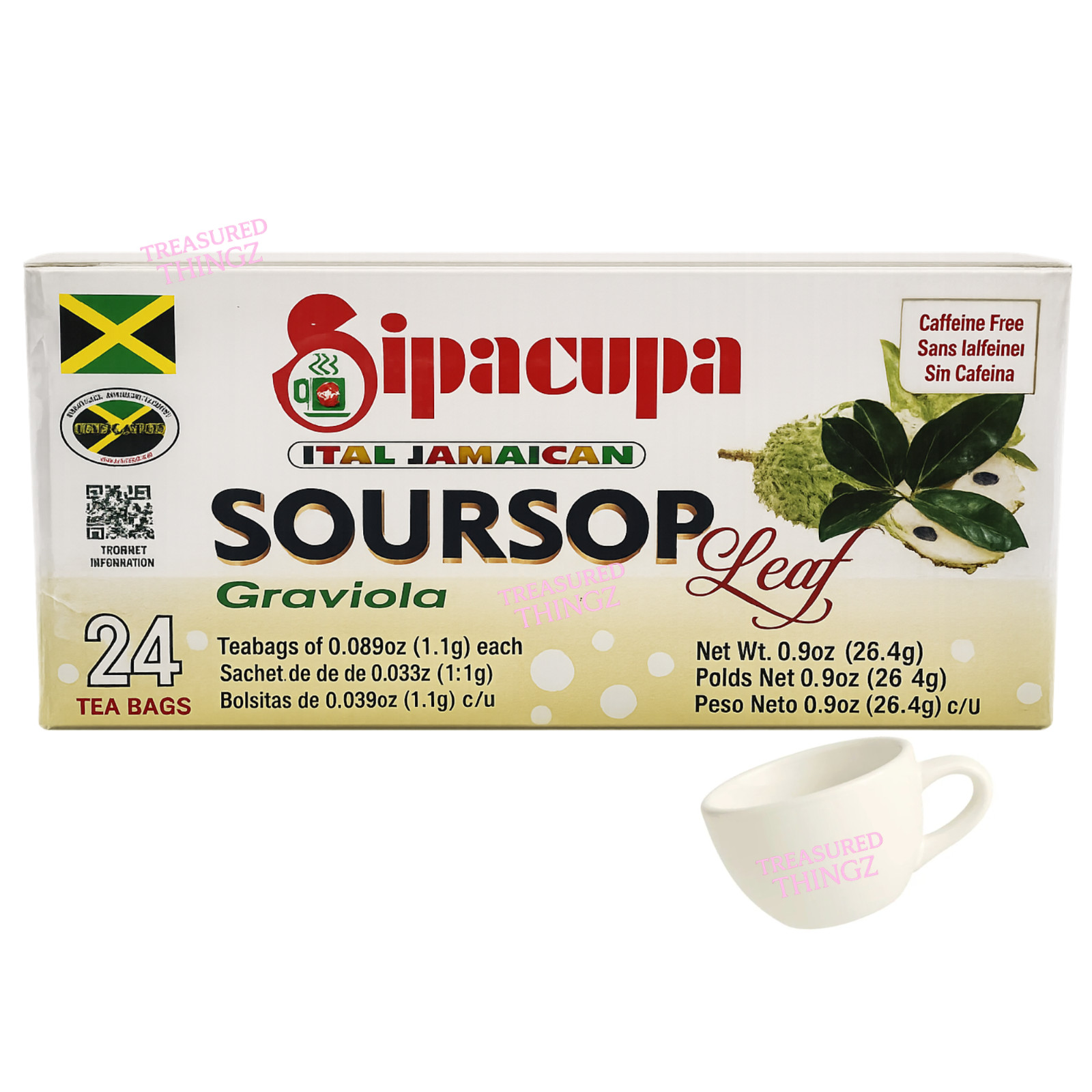 Jamaican Sipacupa Soursop Leaf (Graviola/Guanabana) 24 tea bags 1 box