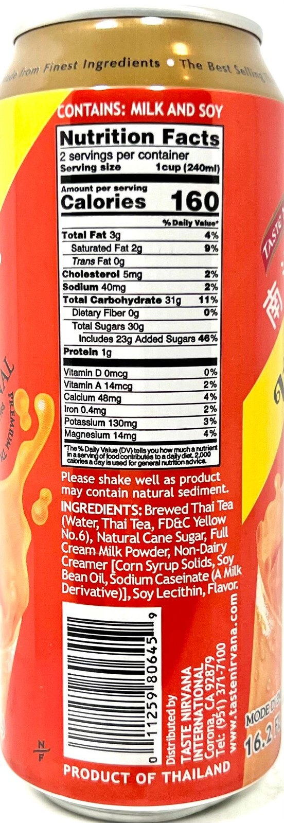 Taste Nirvana The Original Premium Thai Tea Drink 16.2 oz ( Pack of 6 )