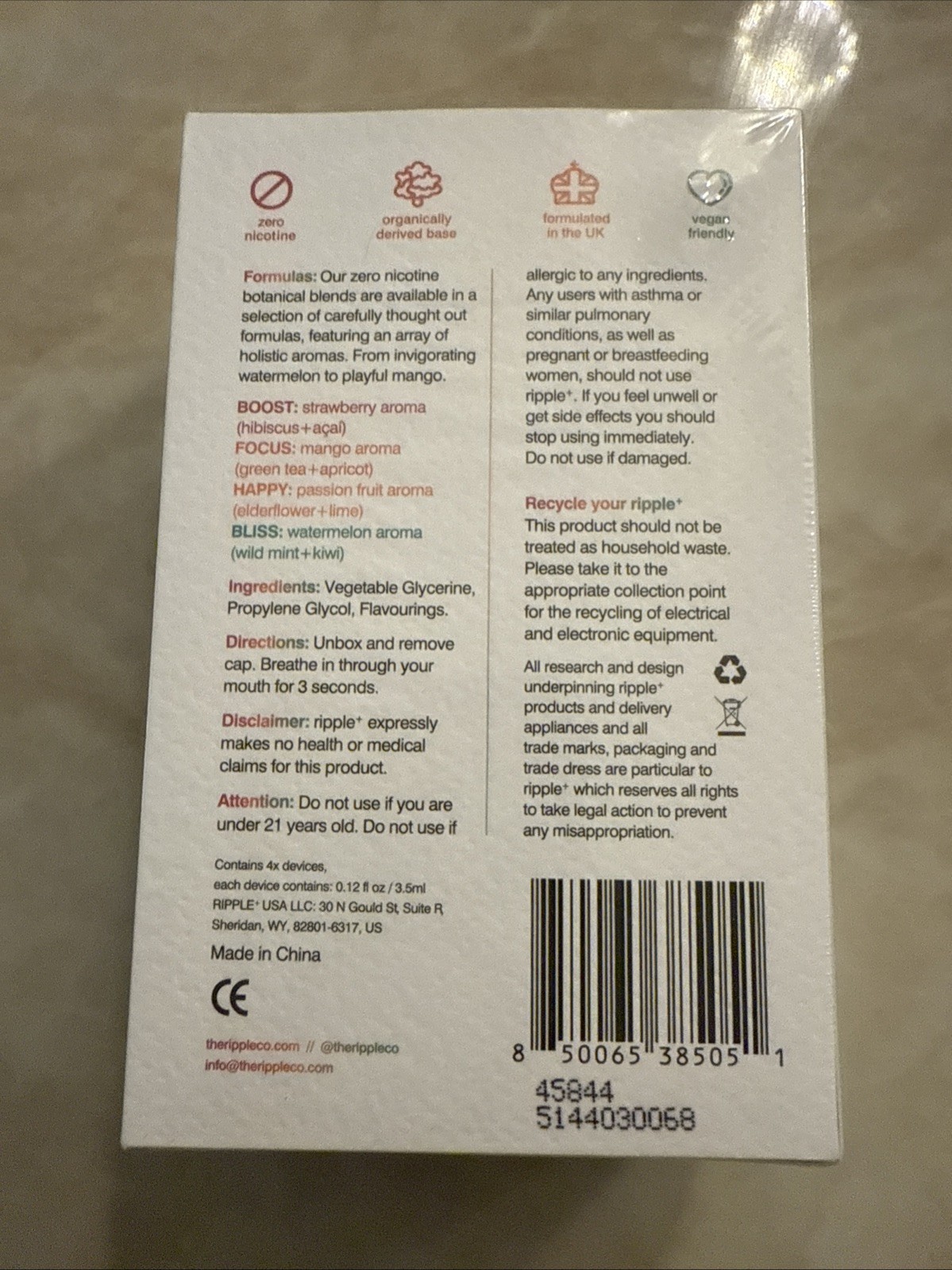 Ripple+ Zero Nicotine Fruit Set Tropical Four Pack 40000 Puffs Brand New