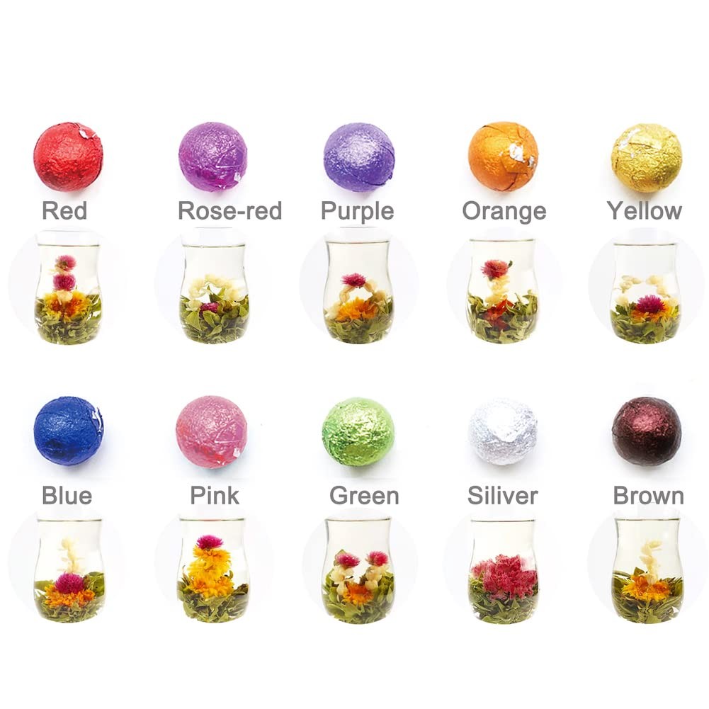 10 Assorted Blooming Flower Tea Balls Gift Set| Handmade Herbal Flowering Tea…