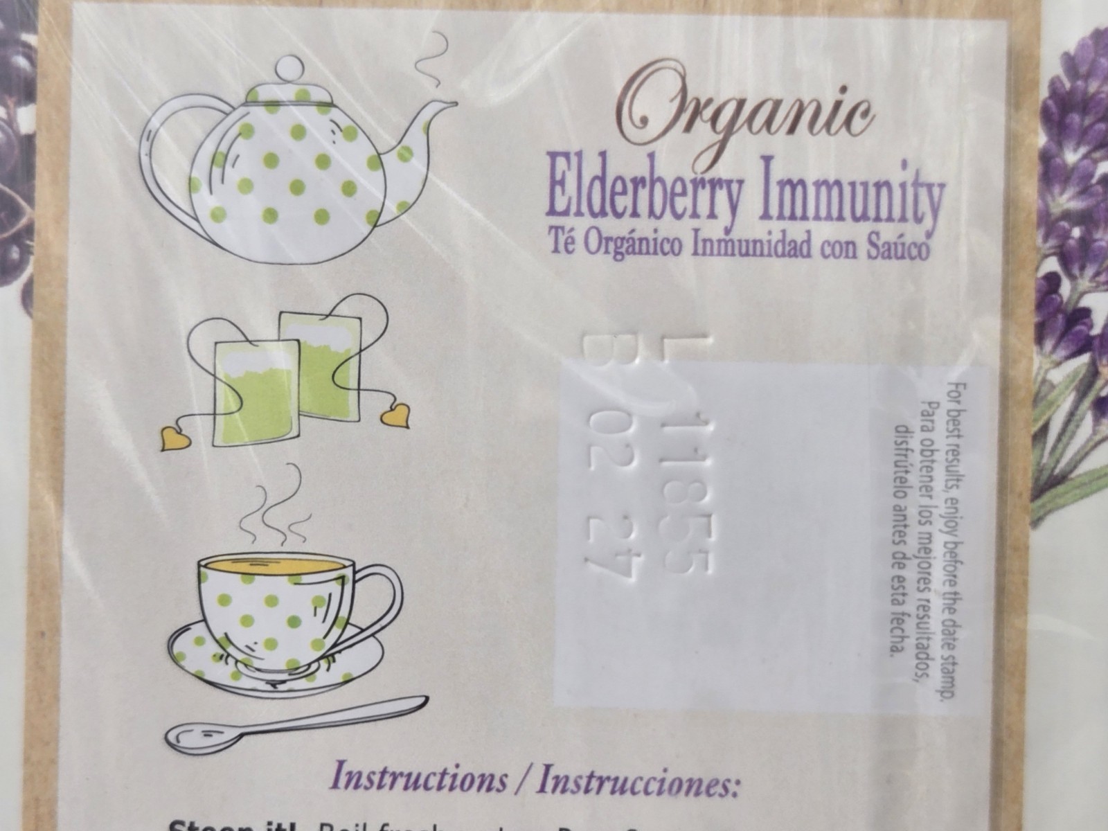 Tadin Organic Elderberry Immunity 20 Tea Bags (Lot Of 6 Boxes) Sick Health Drink