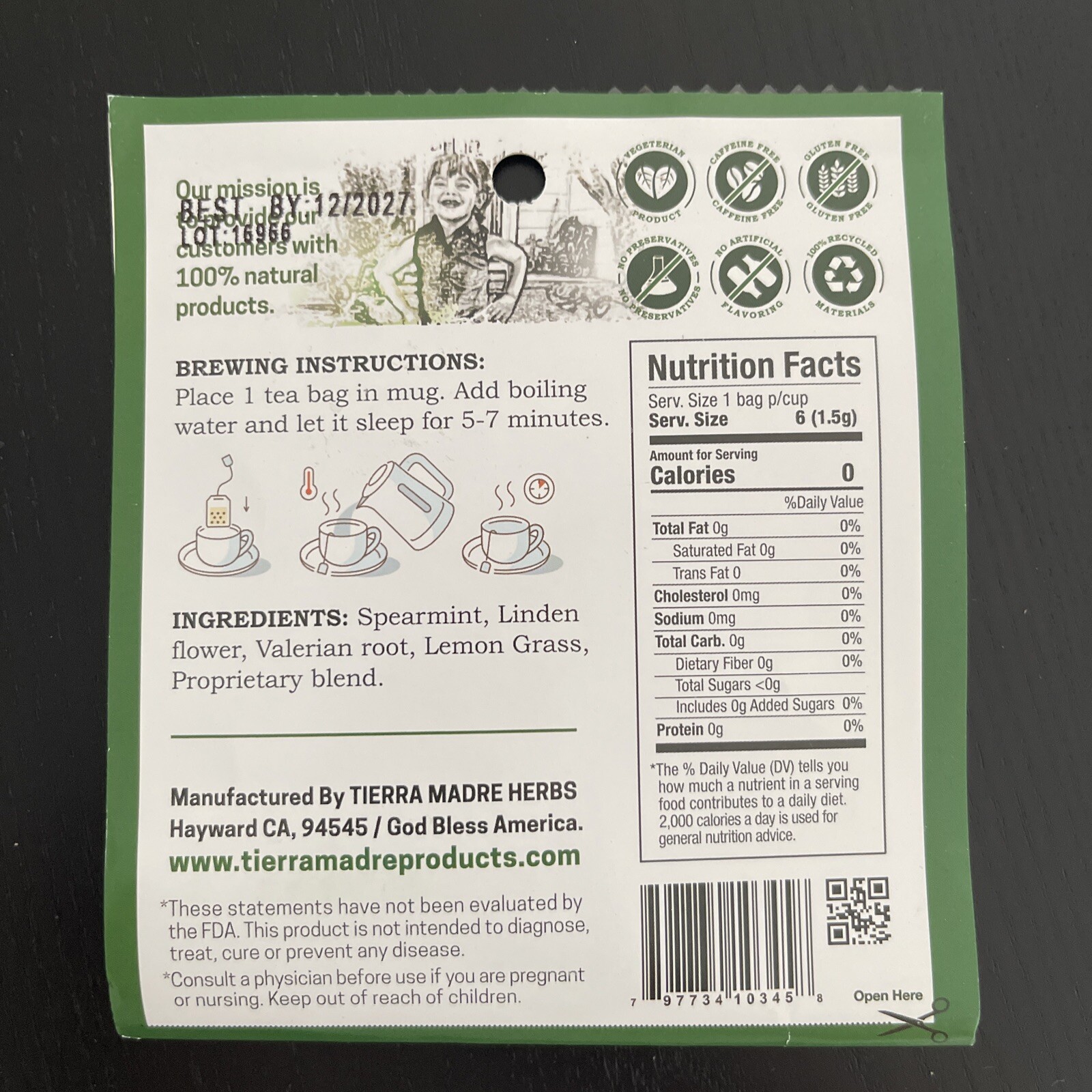 Tierra Madre Te De Hierbas Naturales Insomnia Tea (5 Pack)