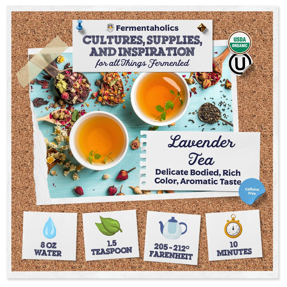Fermentaholics Lavender Petals Tea – 2 Oz – USDA Certified Organic Loose Leaf –