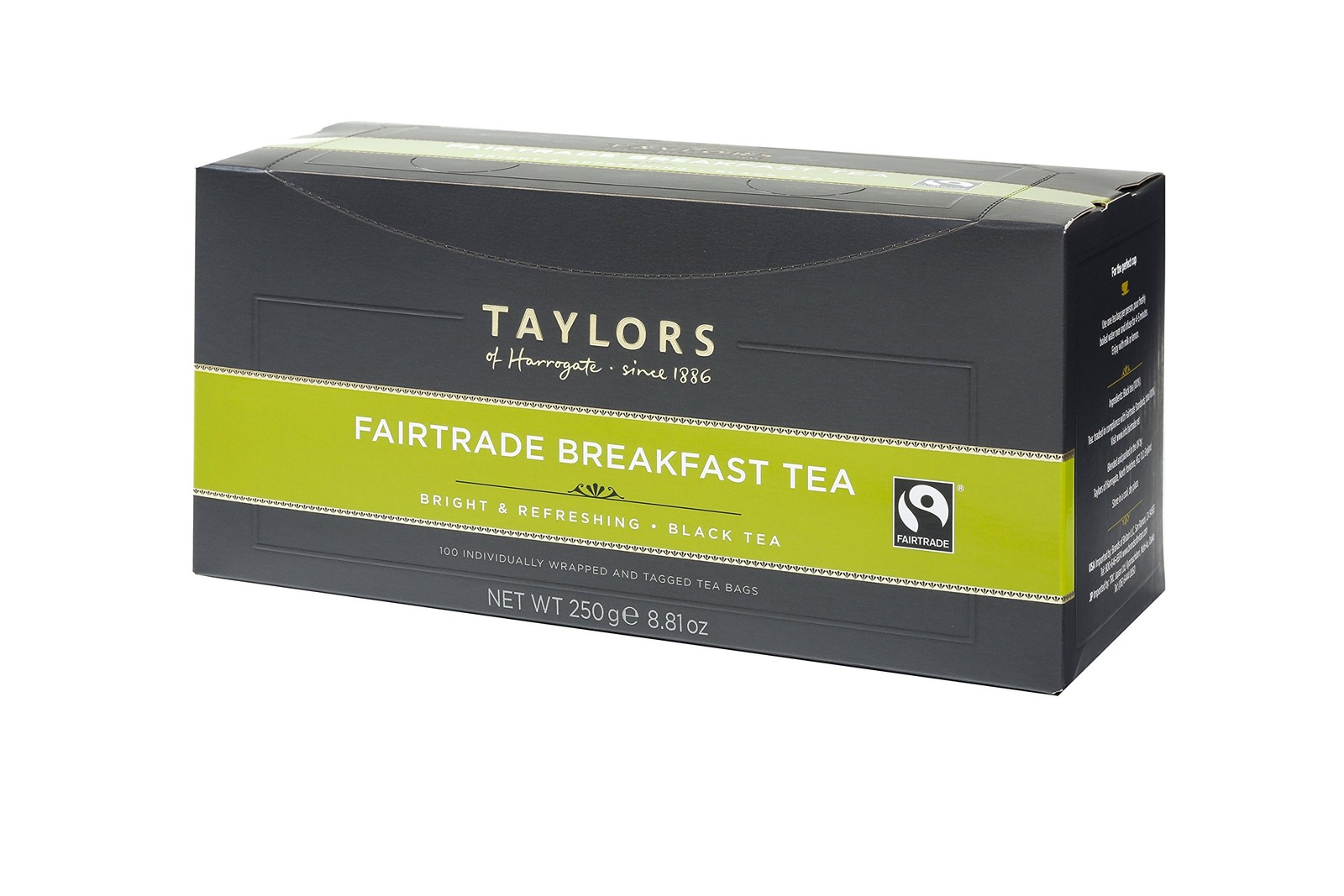 Fairtrade Bright Brisk Tea 100 Count Refreshing Breakfast Tea Bags
