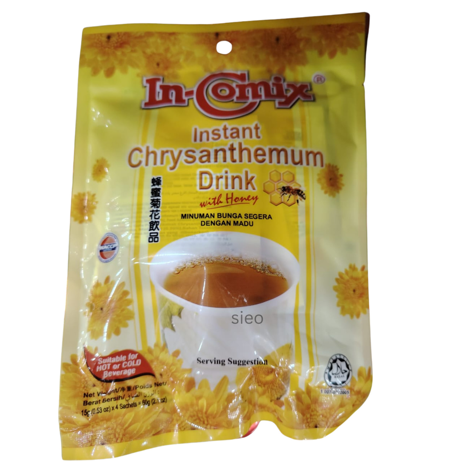 In-Comix Instant Chrysanthemum Drink Honey 2 Packs 120g Total Hot Cold Tea Halal