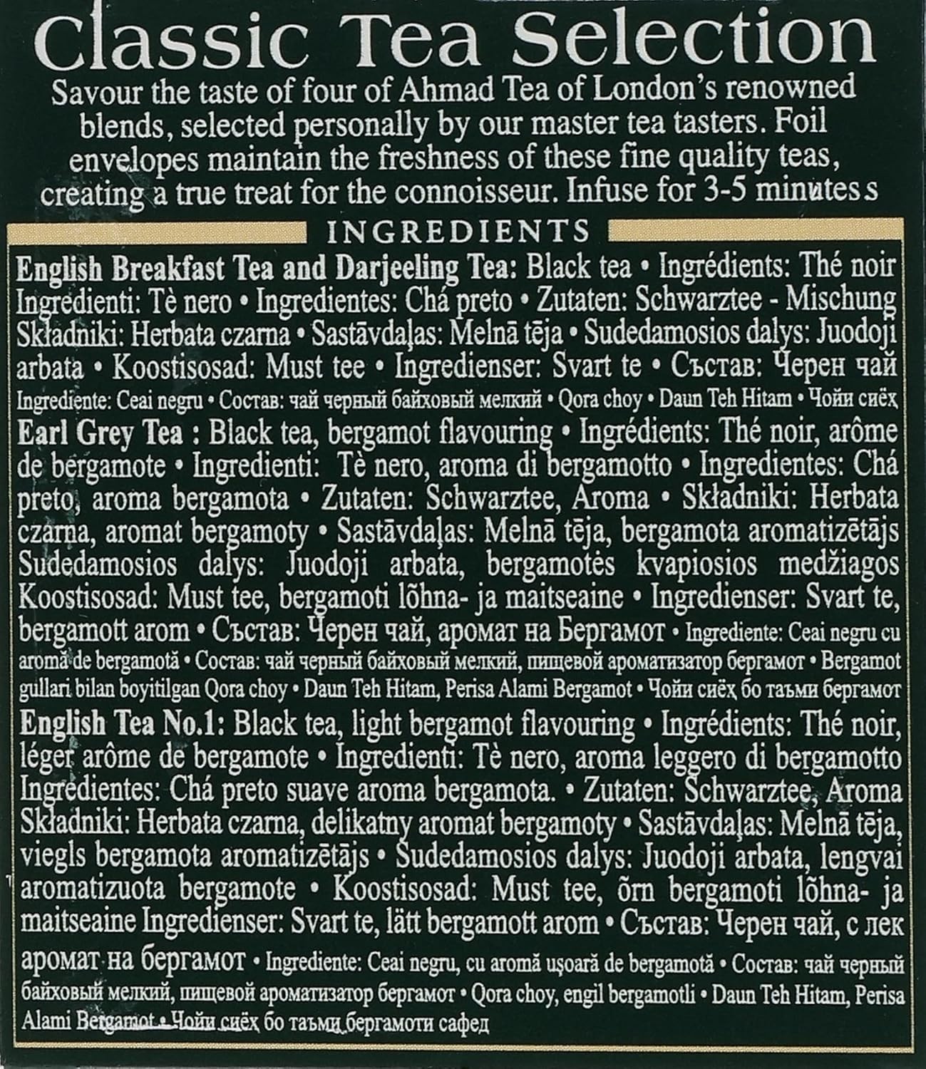 Earl Grey, English Breakfast & More: Classic Black Tea Selection – 20 Teabags