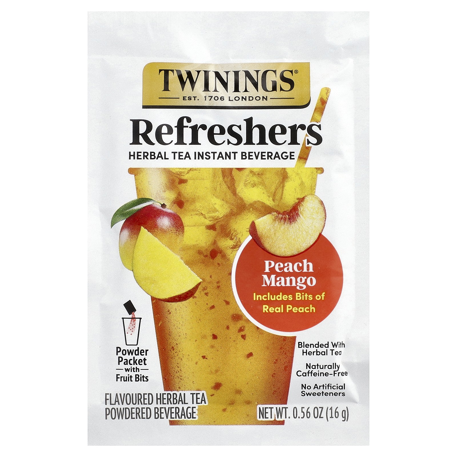 Refreshers, Herbal Tea Instant Beverage, Peach Mango, Caffeine Free, 5 Packets,
