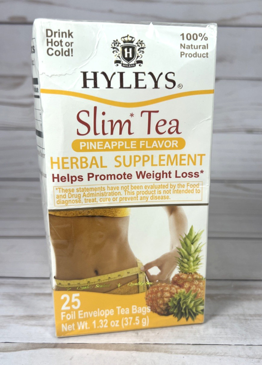 Hyleys Slim Tea Pineapple Flavor 25 Tea Bags Help Promote Weight Loss 2pk 2/27