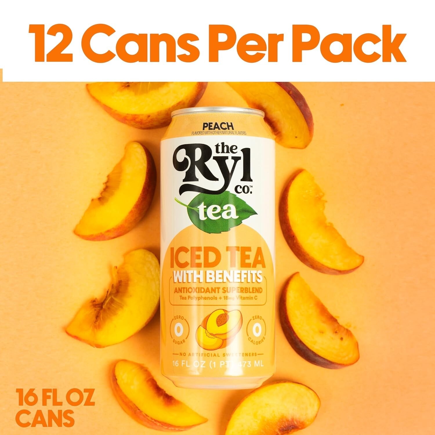 Ryl Iced Tea, Peach, Antioxidant Superblend, Zero Sugar, Low Carb, Zero Calor…